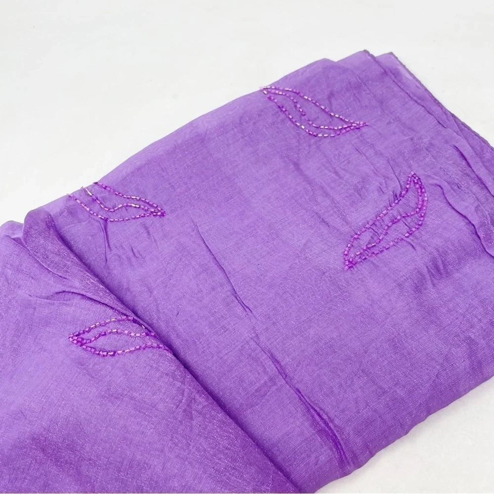 BIJOUX TERNER Women’s Purple Beaded Embellished Oversized Scarf Wrap 20” X 70”